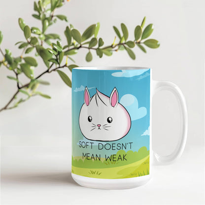 Soft Doesn’t Mean Weak Mug – Cute Bunny Coffee Cup