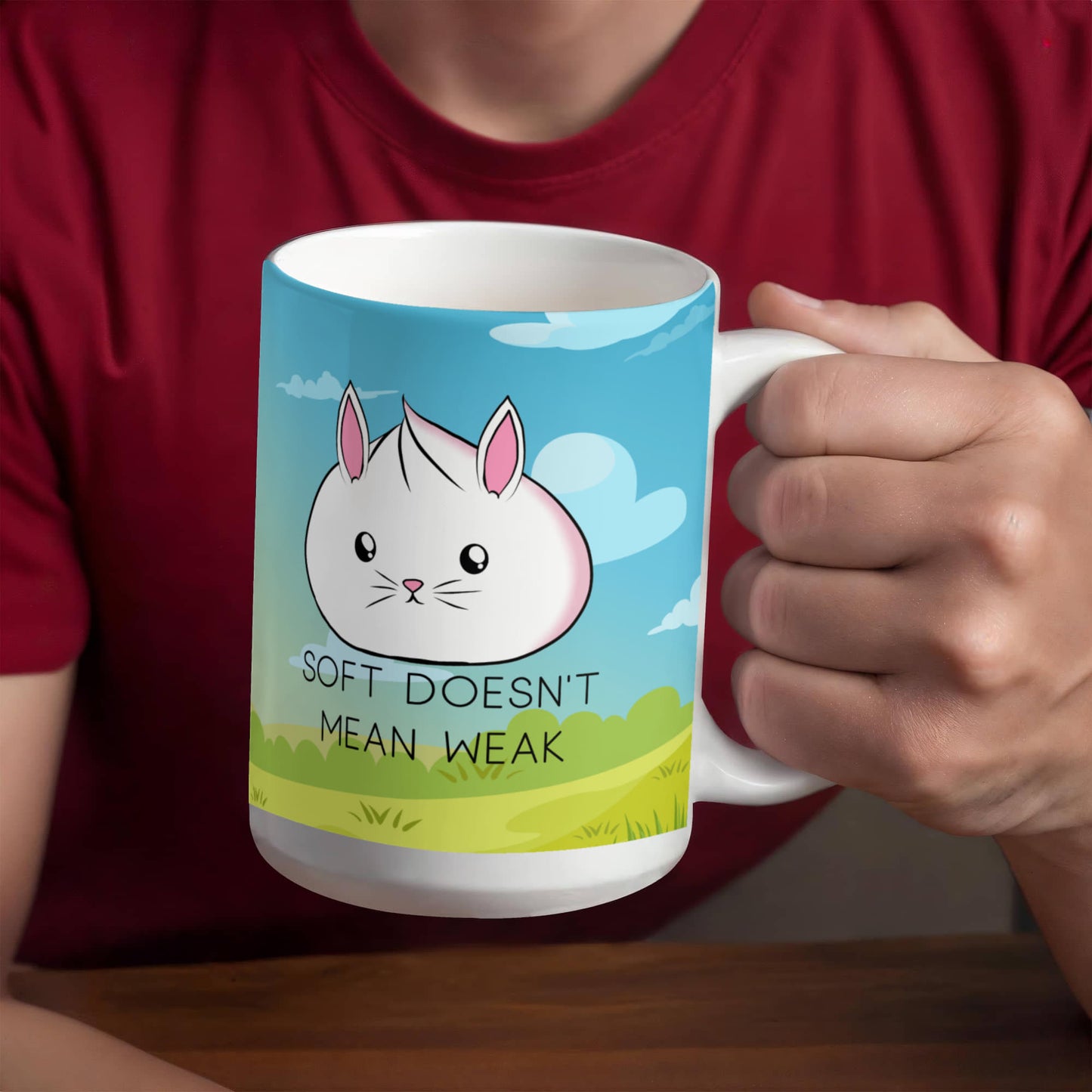 Soft Doesn’t Mean Weak Mug – Cute Bunny Coffee Cup