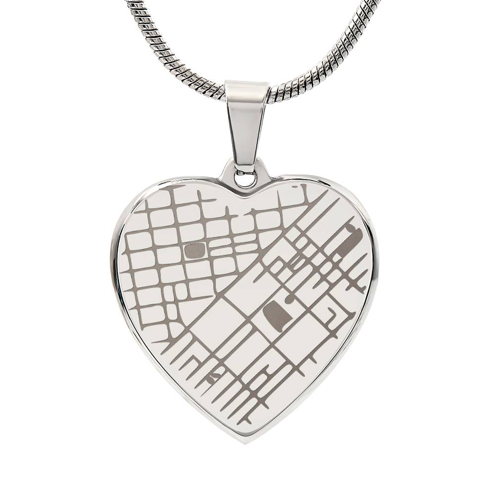 Personalized Heart Map Necklace – Custom Location Engraved Jewelry