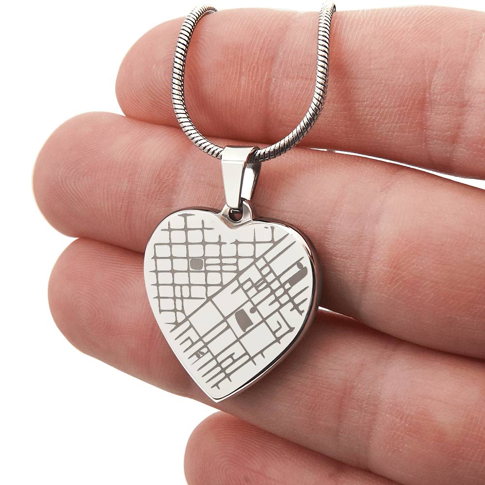 Personalized Heart Map Necklace – Custom Location Engraved Jewelry