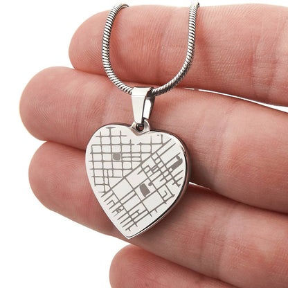 Personalized Heart Map Necklace – Custom Location Engraved Jewelry