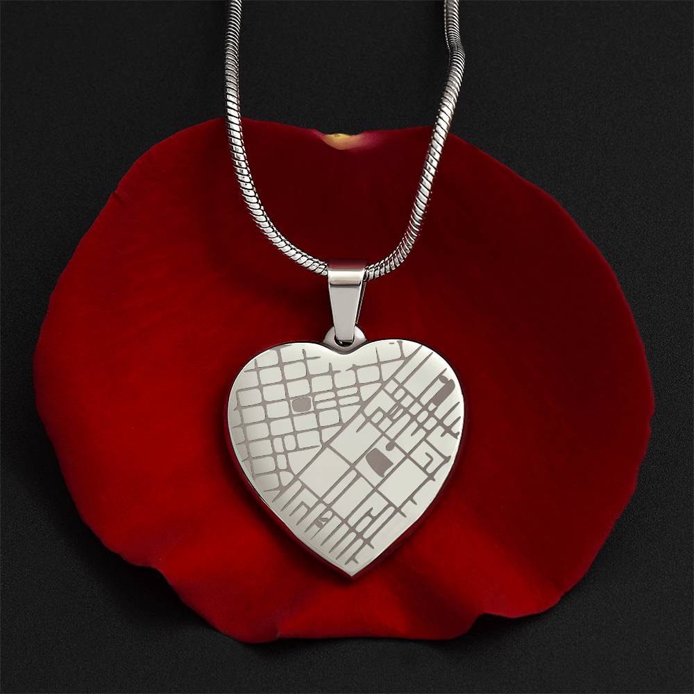 Personalized Heart Map Necklace – Custom Location Engraved Jewelry