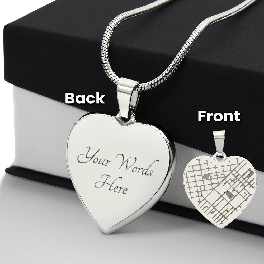 Personalized Heart Map Necklace – Custom Location Engraved Jewelry