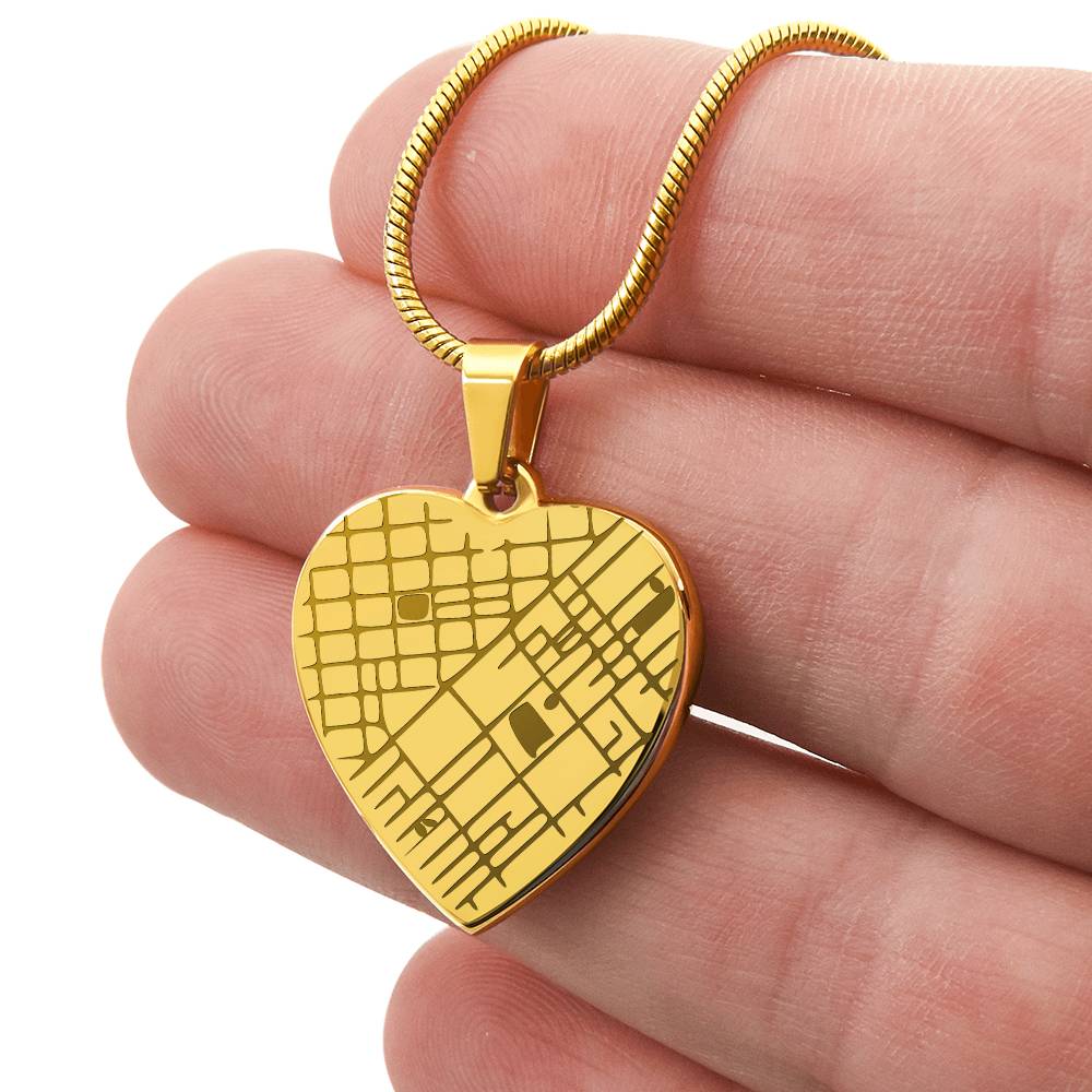 Personalized Heart Map Necklace – Custom Location Engraved Jewelry