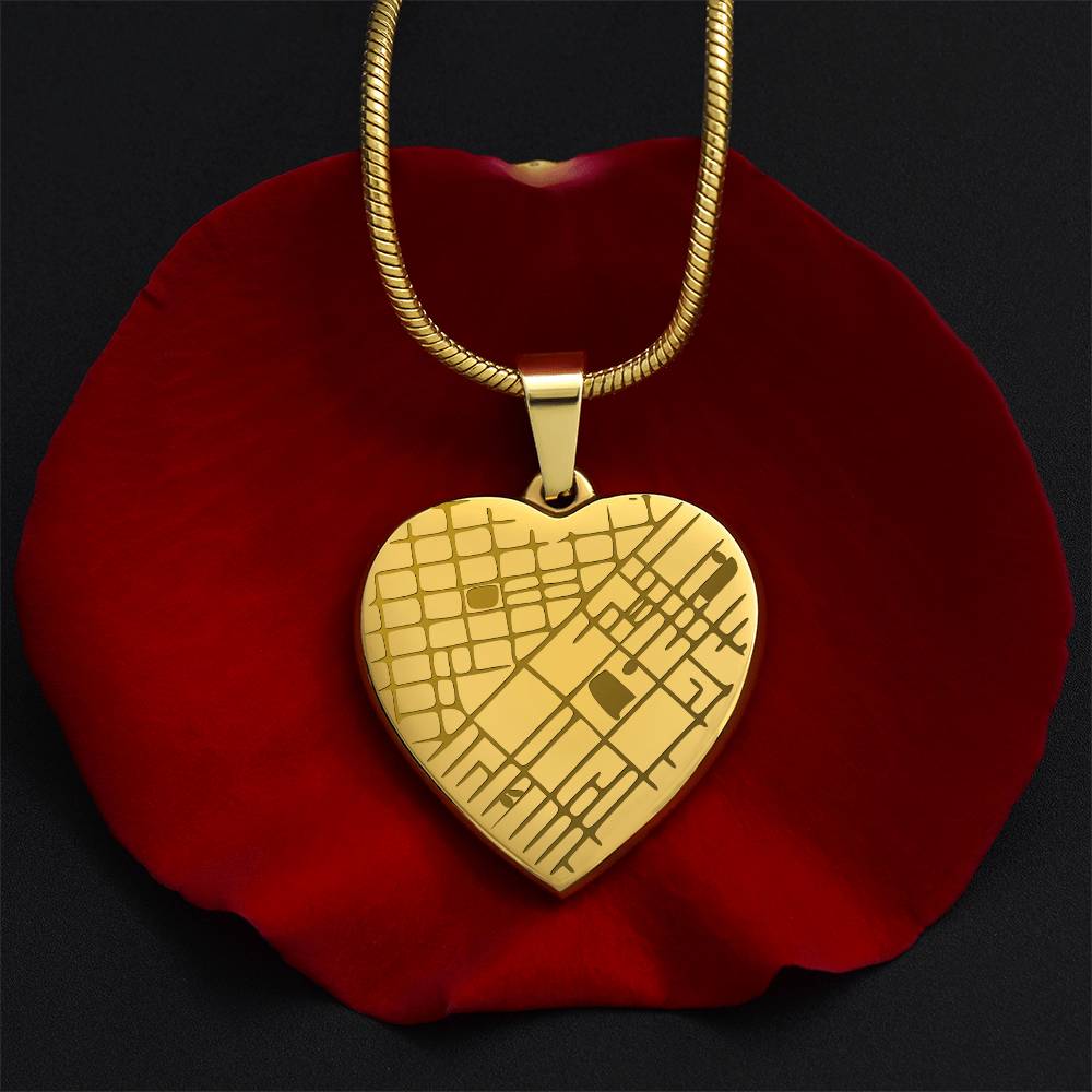 Personalized Heart Map Necklace – Custom Location Engraved Jewelry