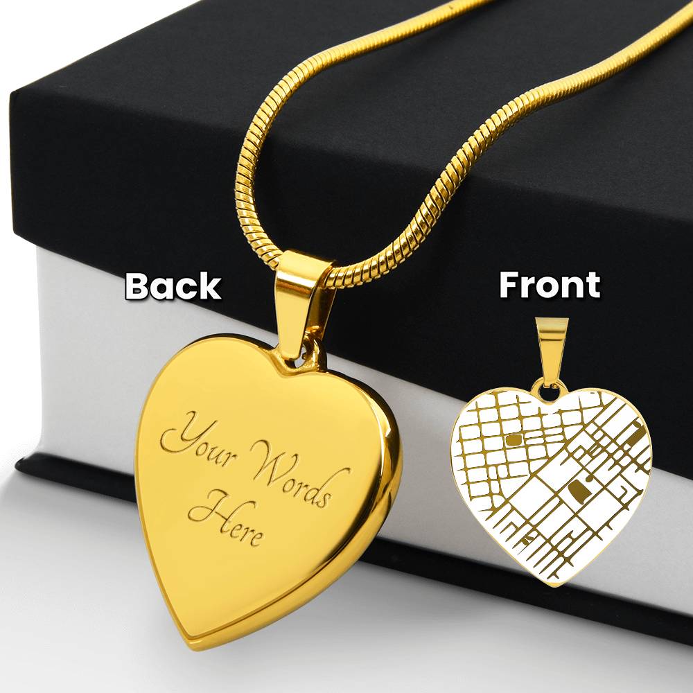 Personalized Heart Map Necklace – Custom Location Engraved Jewelry