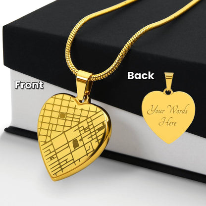 Personalized Heart Map Necklace – Custom Location Engraved Jewelry