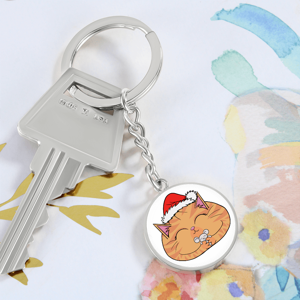Christmas Cat & Mouse Personalized Keychain