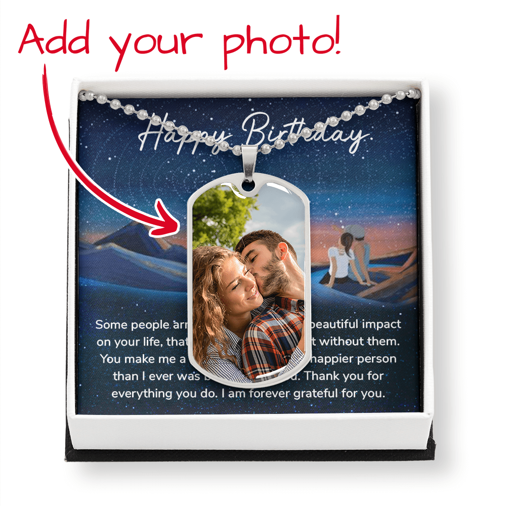Photo Dog Tag Necklace "Happy Birthday"