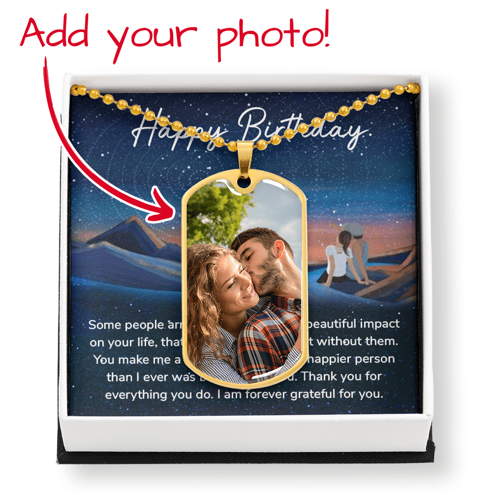 Photo Dog Tag Necklace "Happy Birthday"