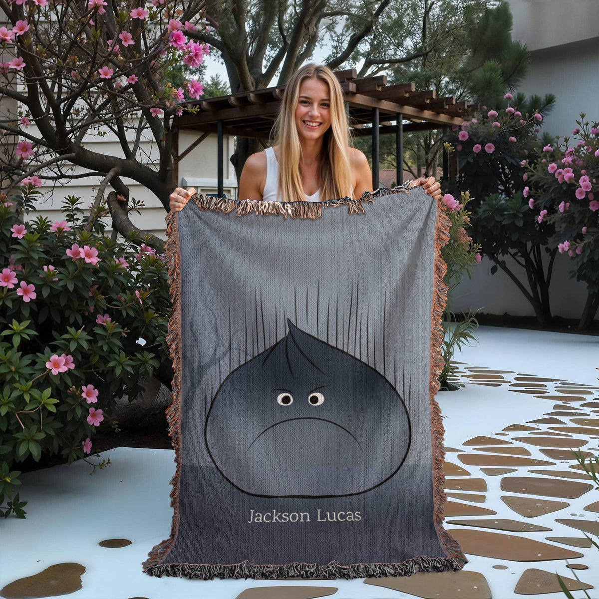 Personalized Grumpy Dumpling Woven Blanket, Moody Introvert Throw, Funny Homebody Gift