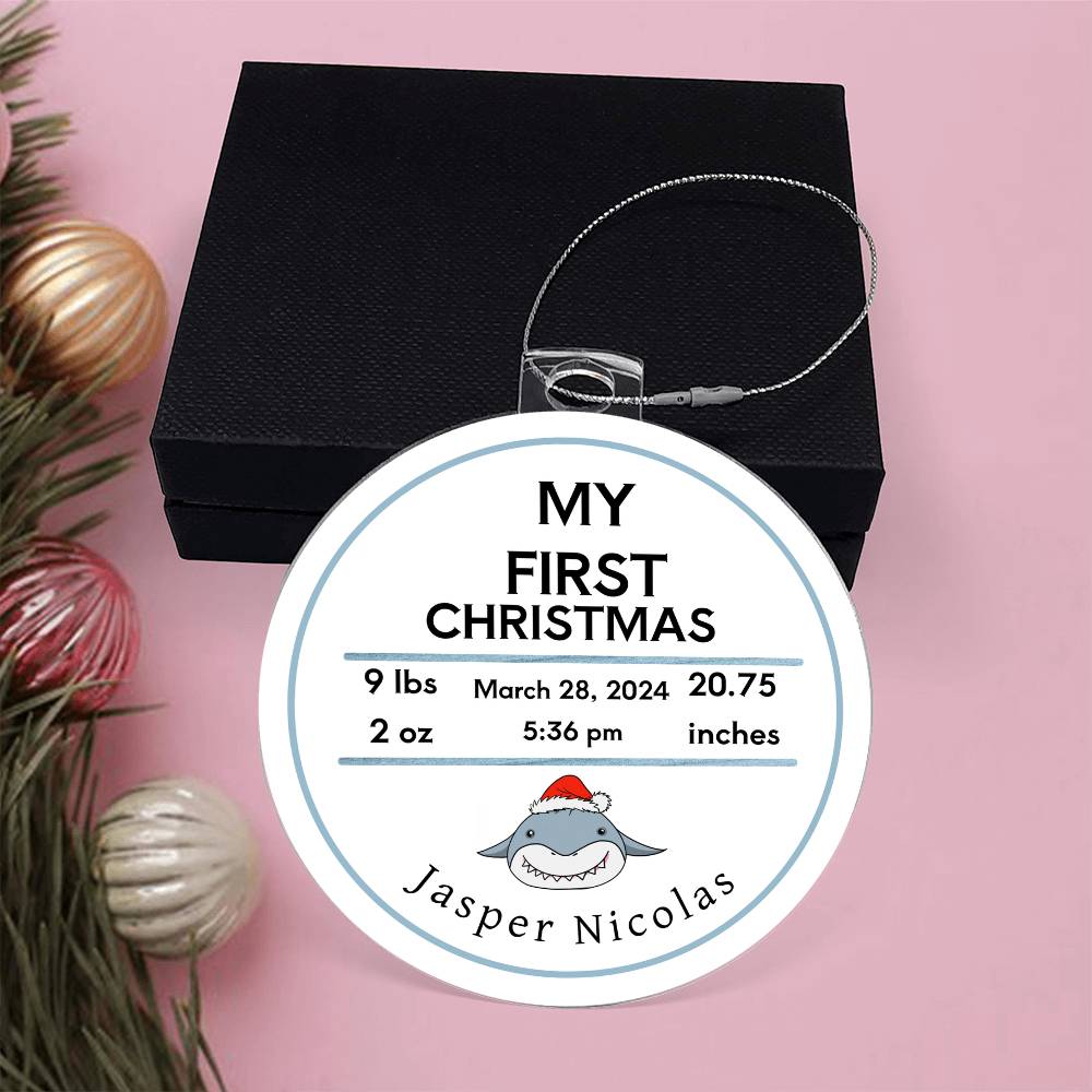 Personalized Baby’s First Christmas Birth Stats Acrylic Ornament