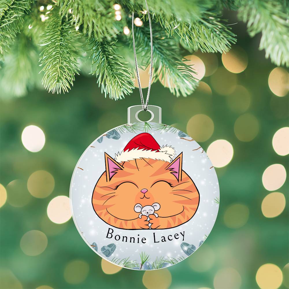 Personalized Orange Tabby Cat Christmas Ornament