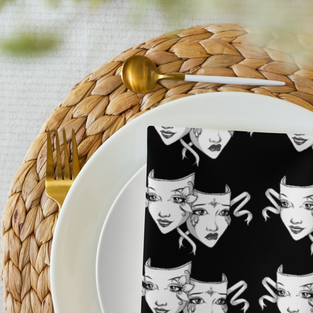 Artistic Dual Faces Cloth Napkin Set | Black (4-Pack)