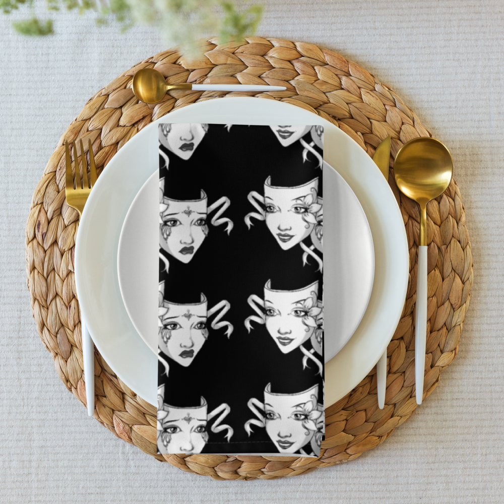 Artistic Dual Faces Cloth Napkin Set | Black (4-Pack)