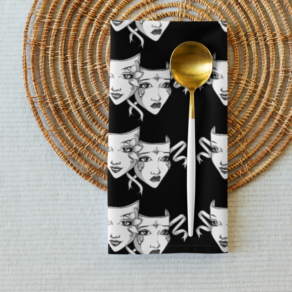 Artistic Dual Faces Cloth Napkin Set | Black (4-Pack)