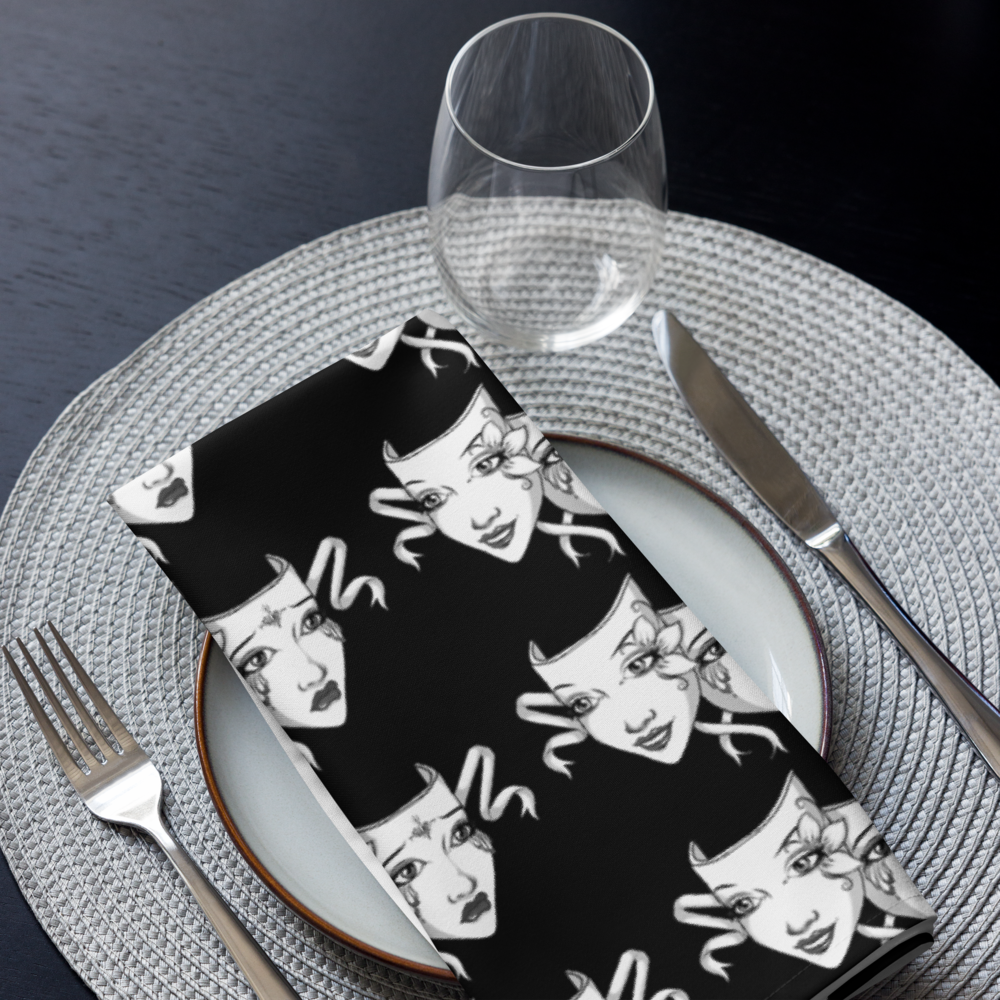 Artistic Dual Faces Cloth Napkin Set | Black (4-Pack)