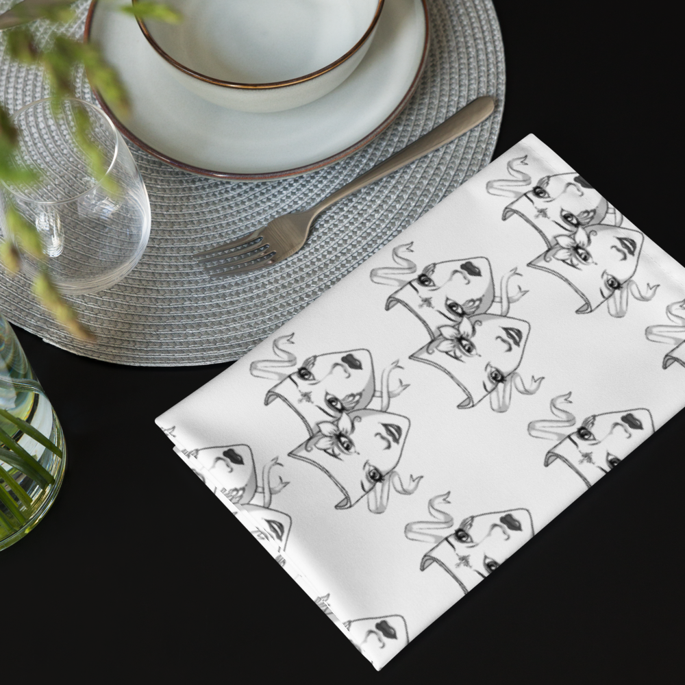 Artistic Dual Faces Cloth Napkin Set – Elegant Sketch-Style Design | Reusable & Soft 20"x20" Napkins (4-Pack)