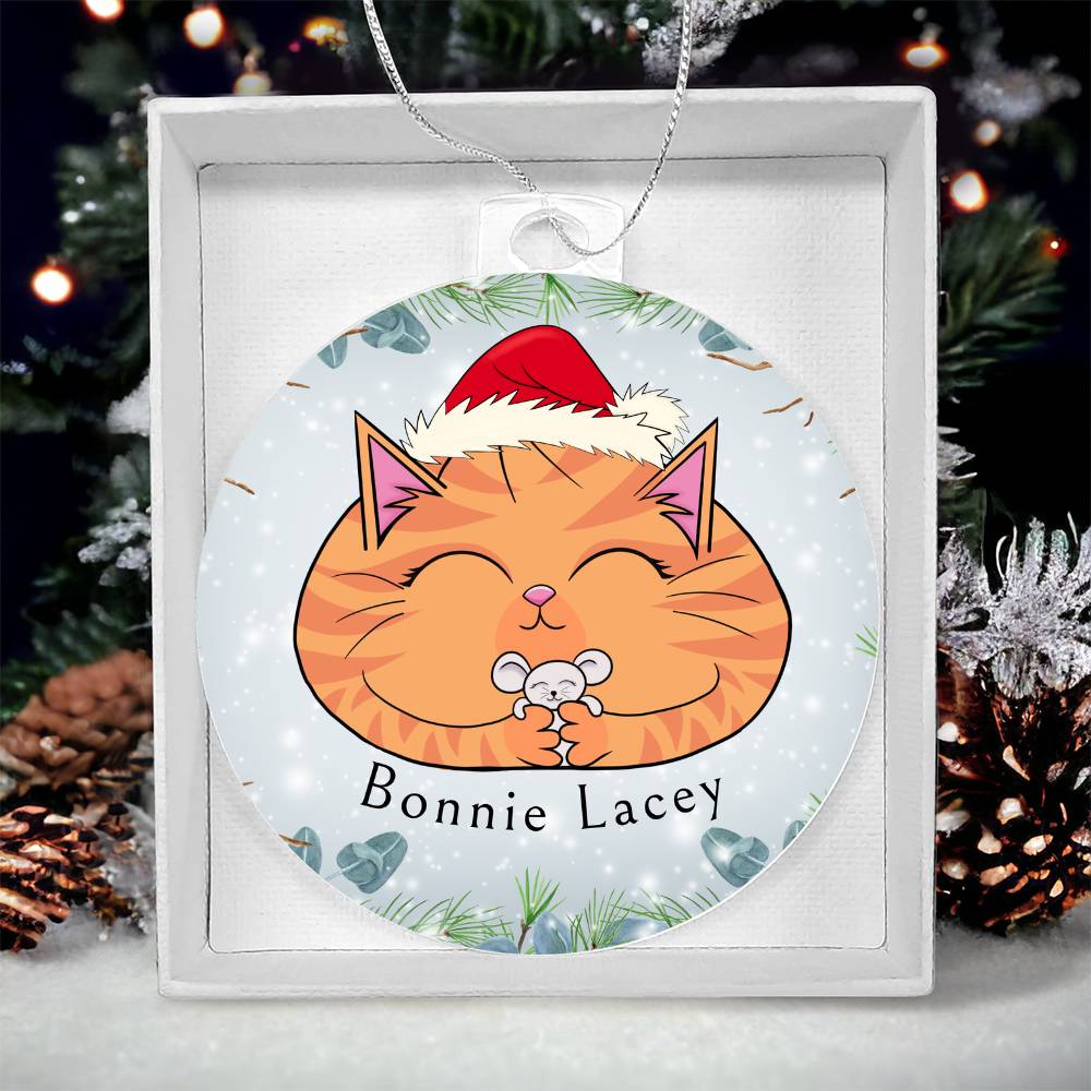 Personalized Orange Tabby Cat Christmas Ornament
