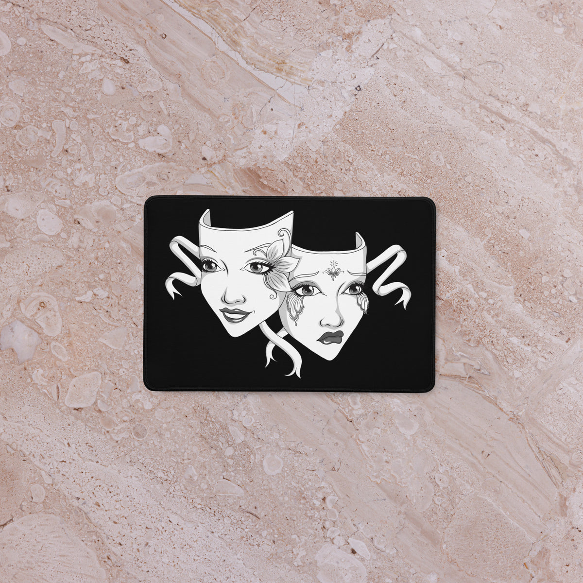 Theatre Drama Mask Desk Mat – Anti-Slip Gaming & Work Surface