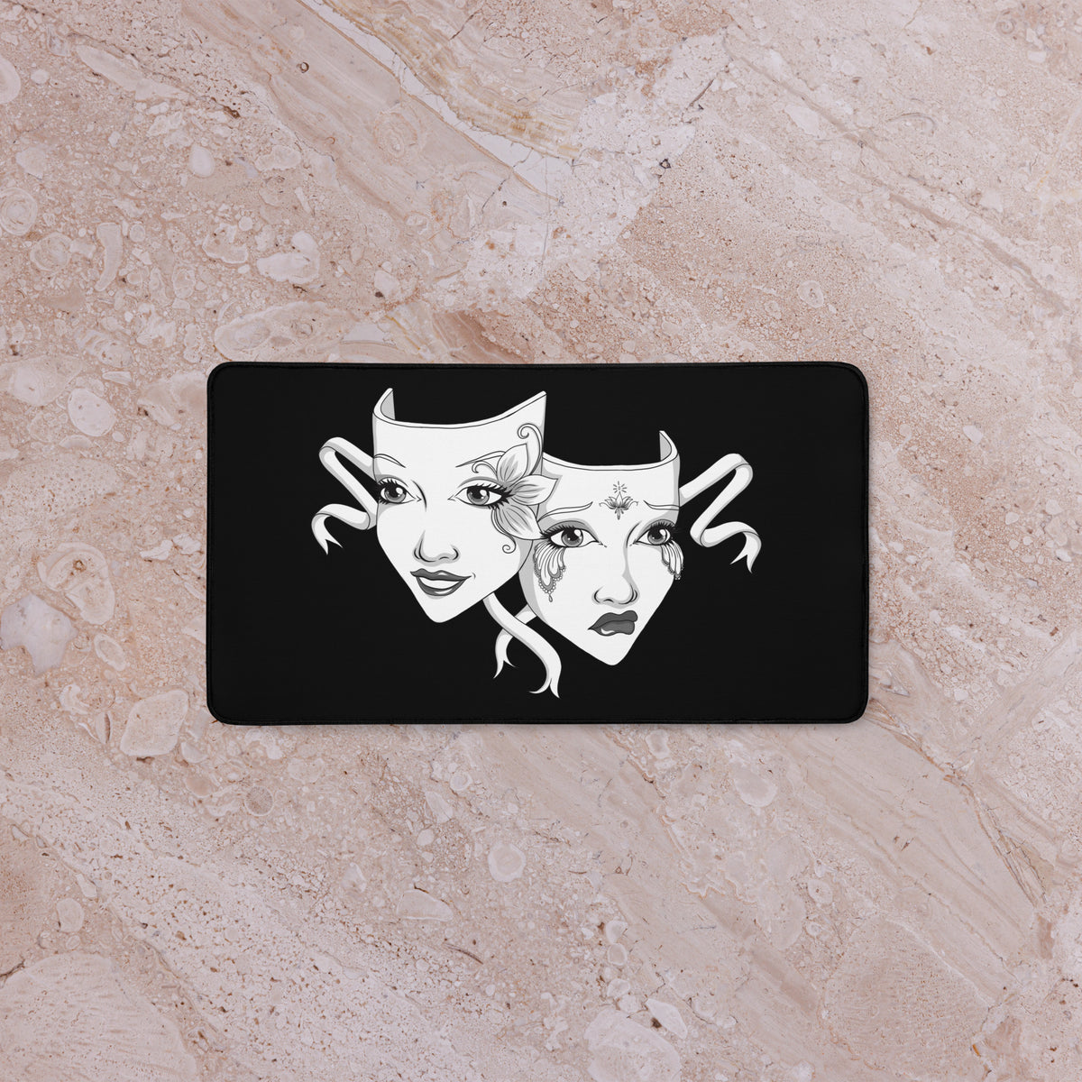 Theatre Drama Mask Desk Mat – Anti-Slip Gaming & Work Surface