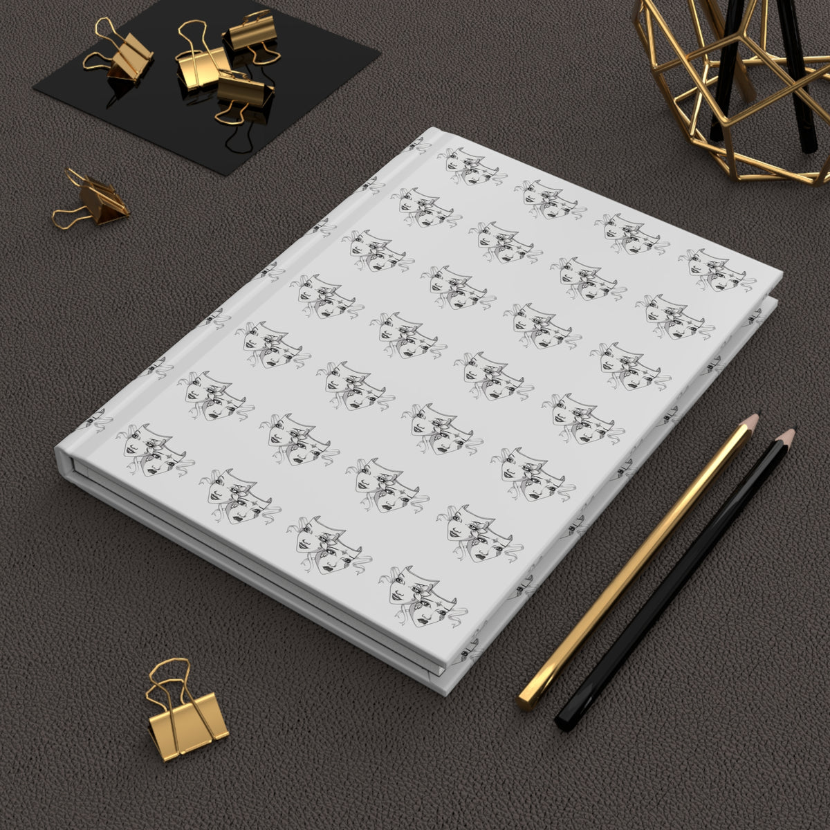 Theatre Mask Pattern Hard Journal - Capture Your Thoughts in Style with this Elegant Notebook