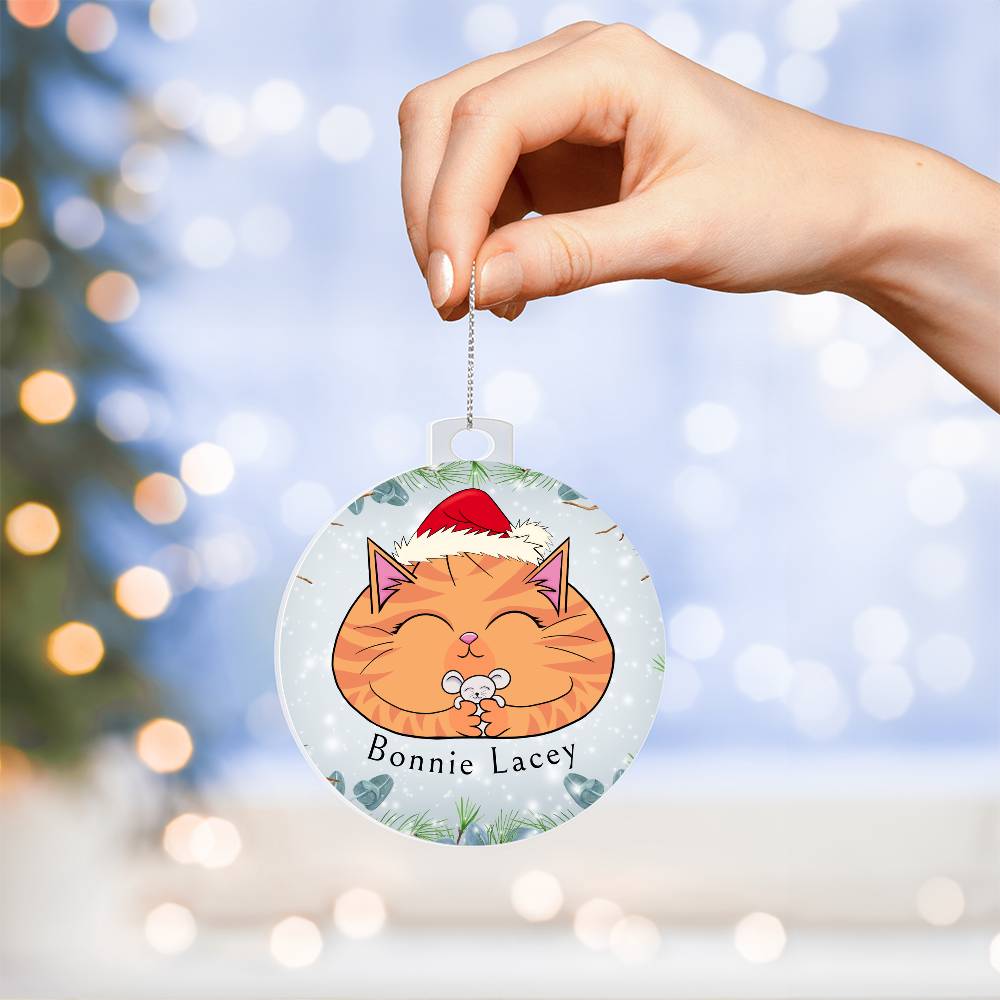 Personalized Orange Tabby Cat Christmas Ornament