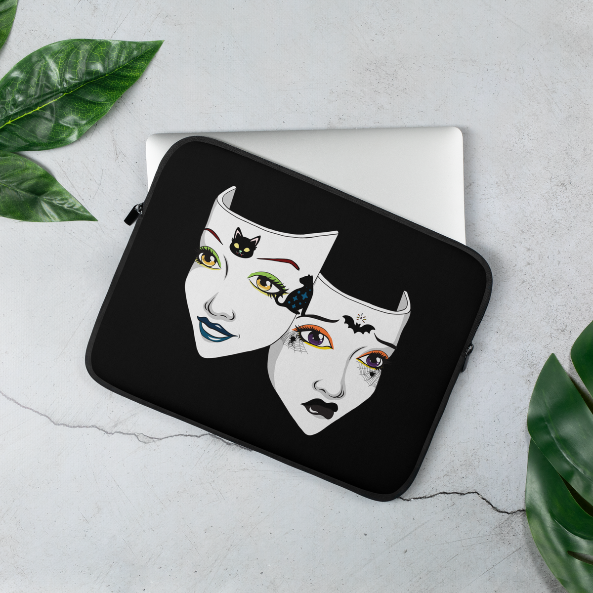 Gothic Theatre Masks Laptop Sleeve