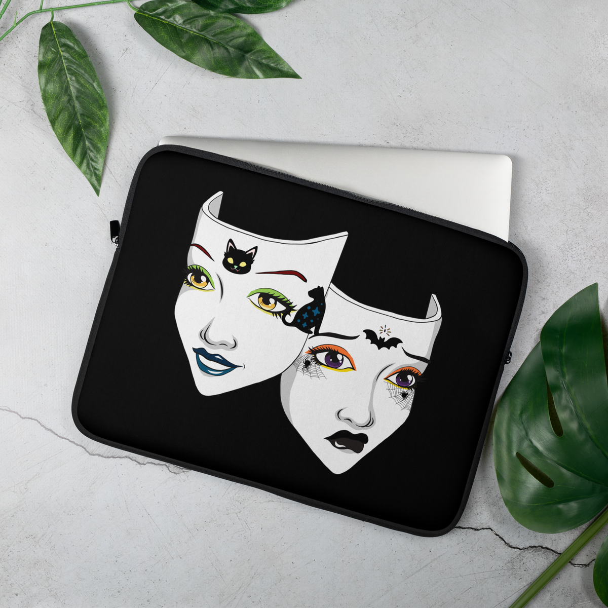 Gothic Theatre Masks Laptop Sleeve