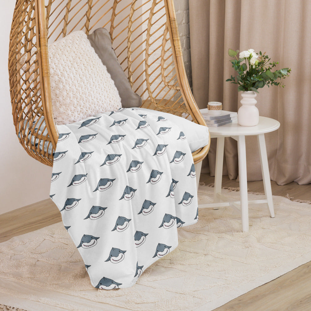 Plush Shark Pattern Sherpa Blanket