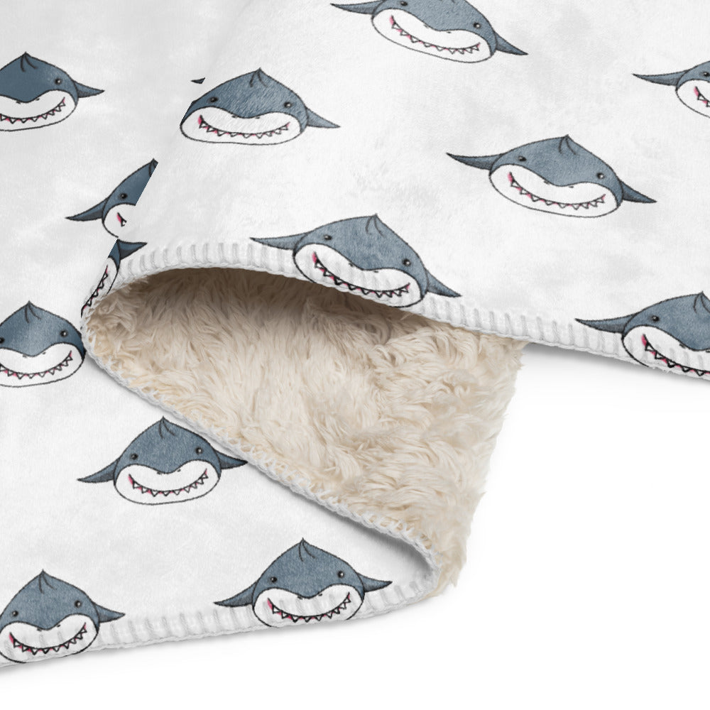 Plush Shark Pattern Sherpa Blanket