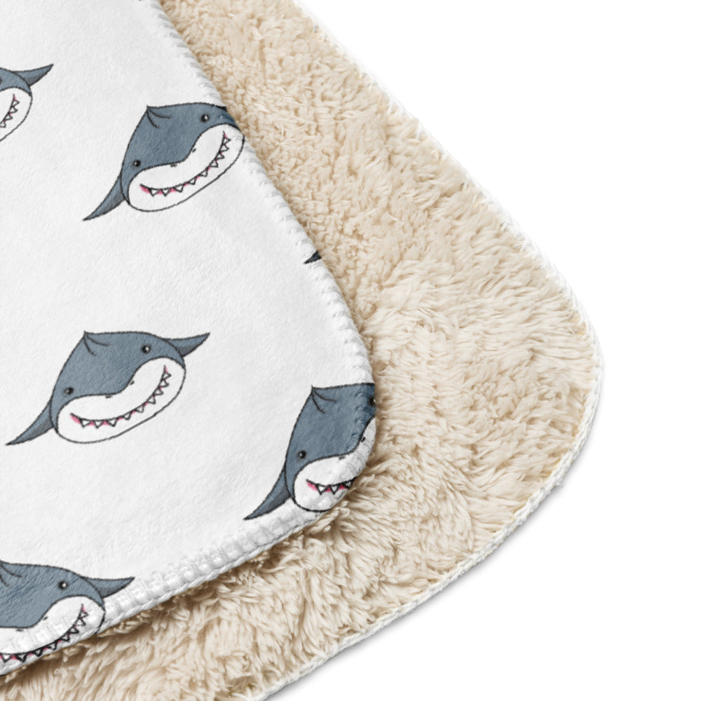 Plush Shark Pattern Sherpa Blanket