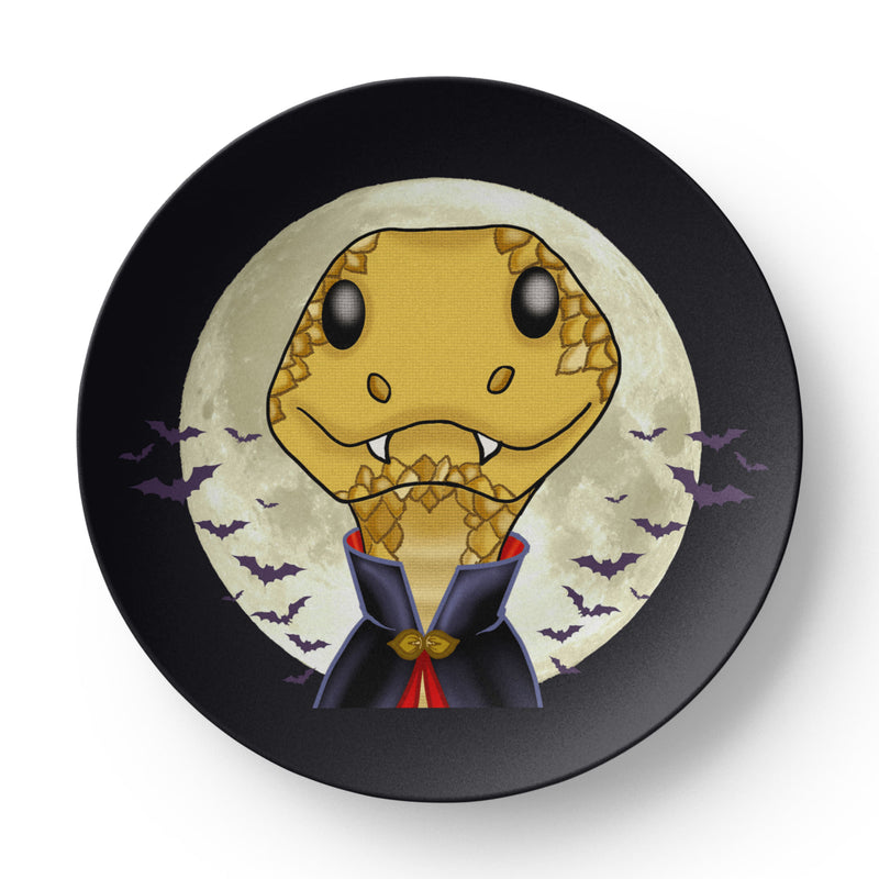 Vampire Snake gothic 10 inch plate with full moon and bats by Jennifer Esquire Creations
