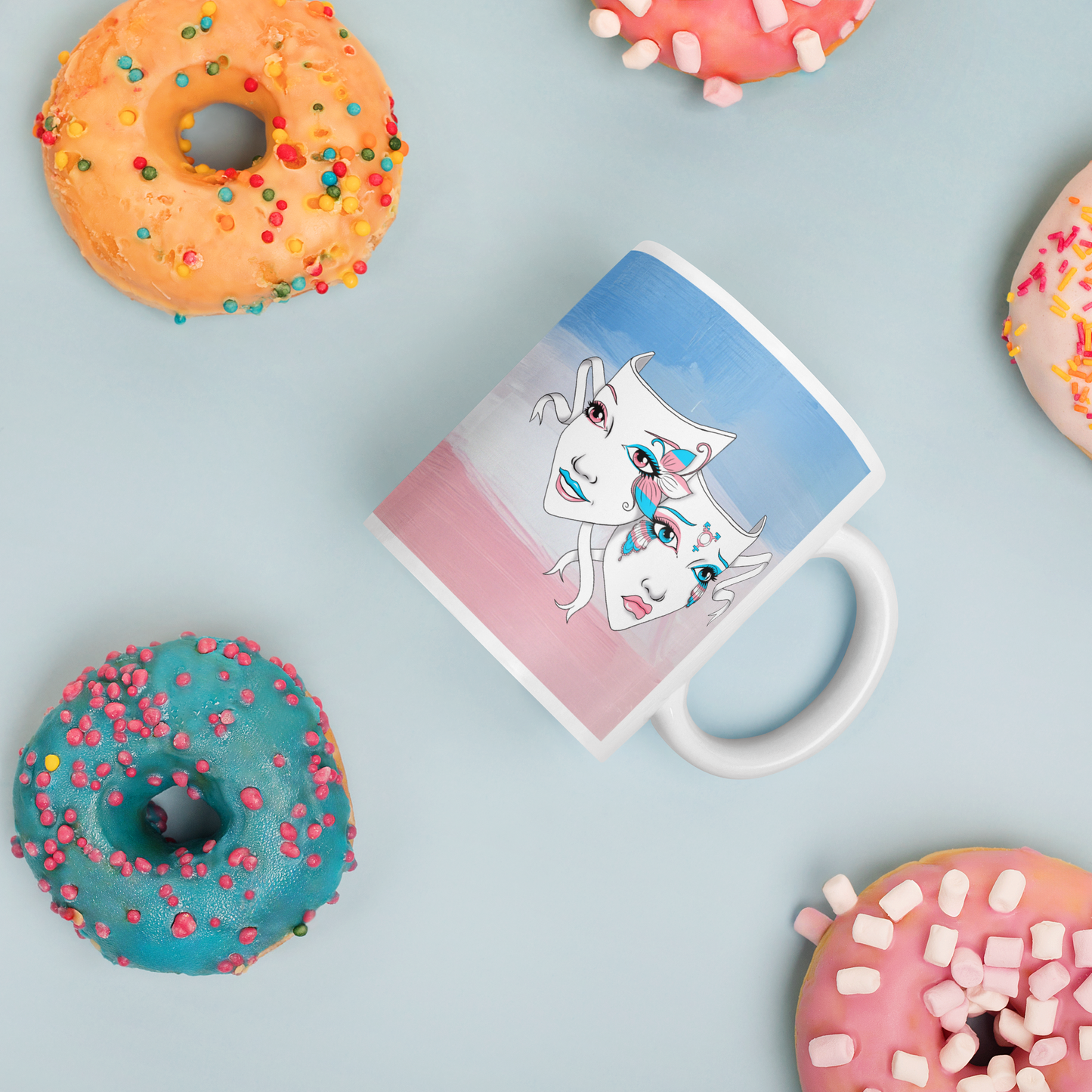 Trans Pride Theatre Mask Glossy Mug