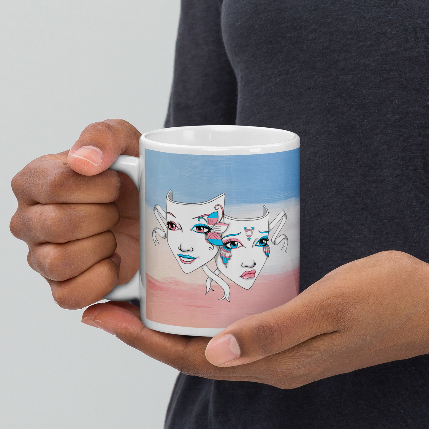 Trans Pride Theatre Mask Glossy Mug