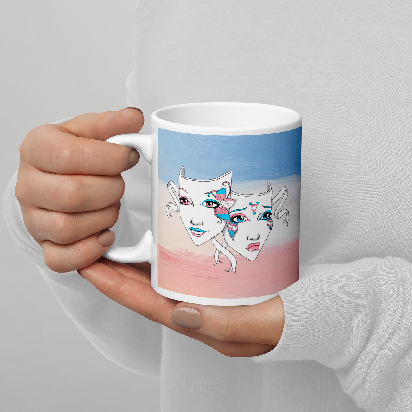 Trans Pride Theatre Mask Glossy Mug