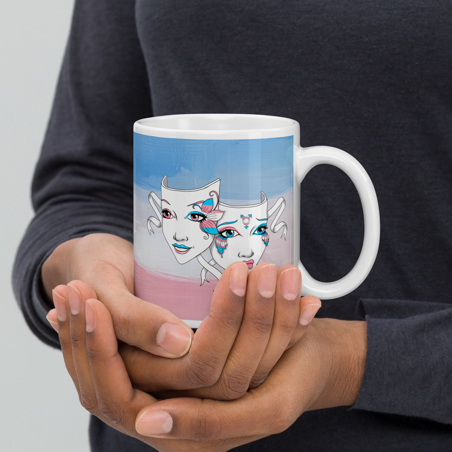 Trans Pride Theatre Mask Glossy Mug