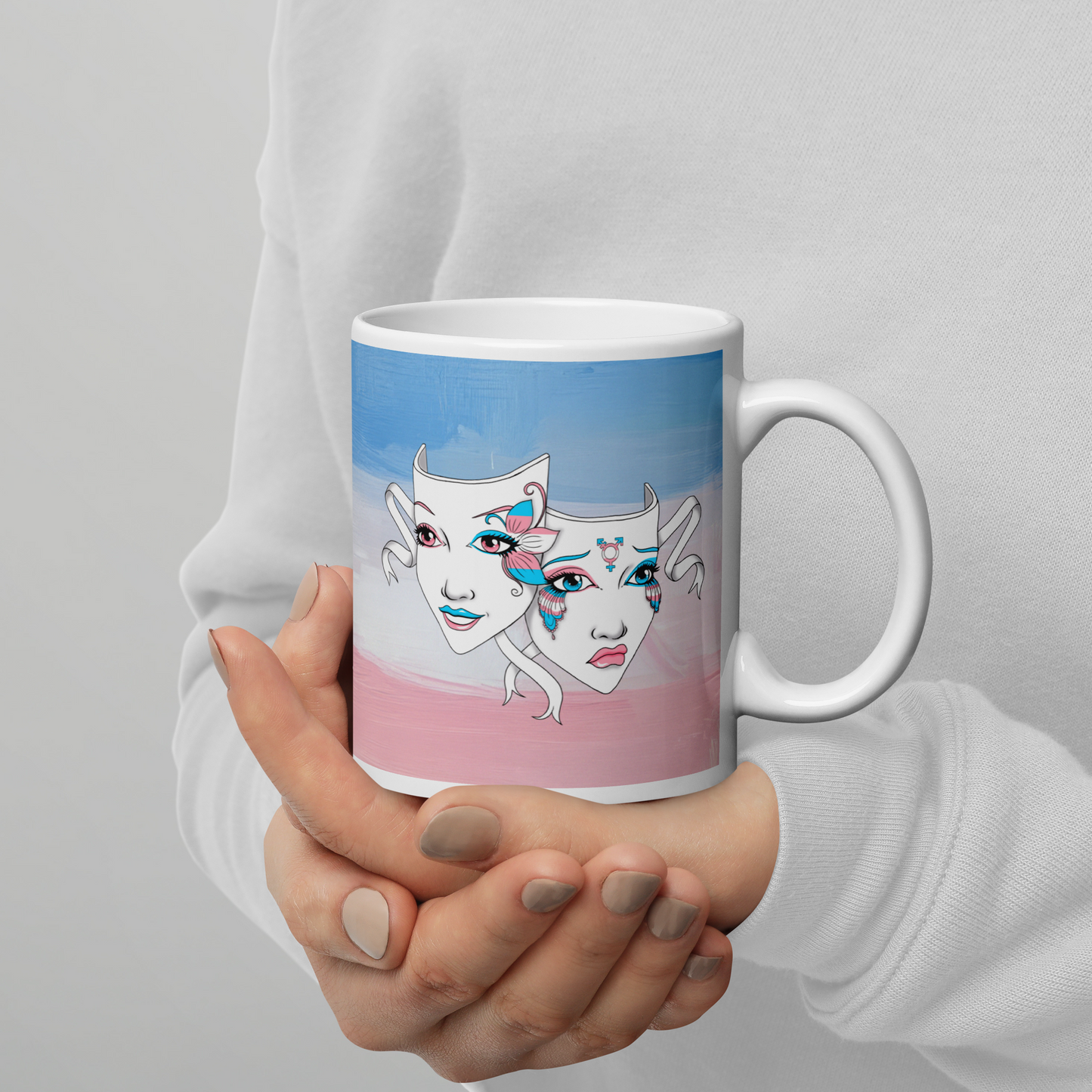 Trans Pride Theatre Mask Glossy Mug