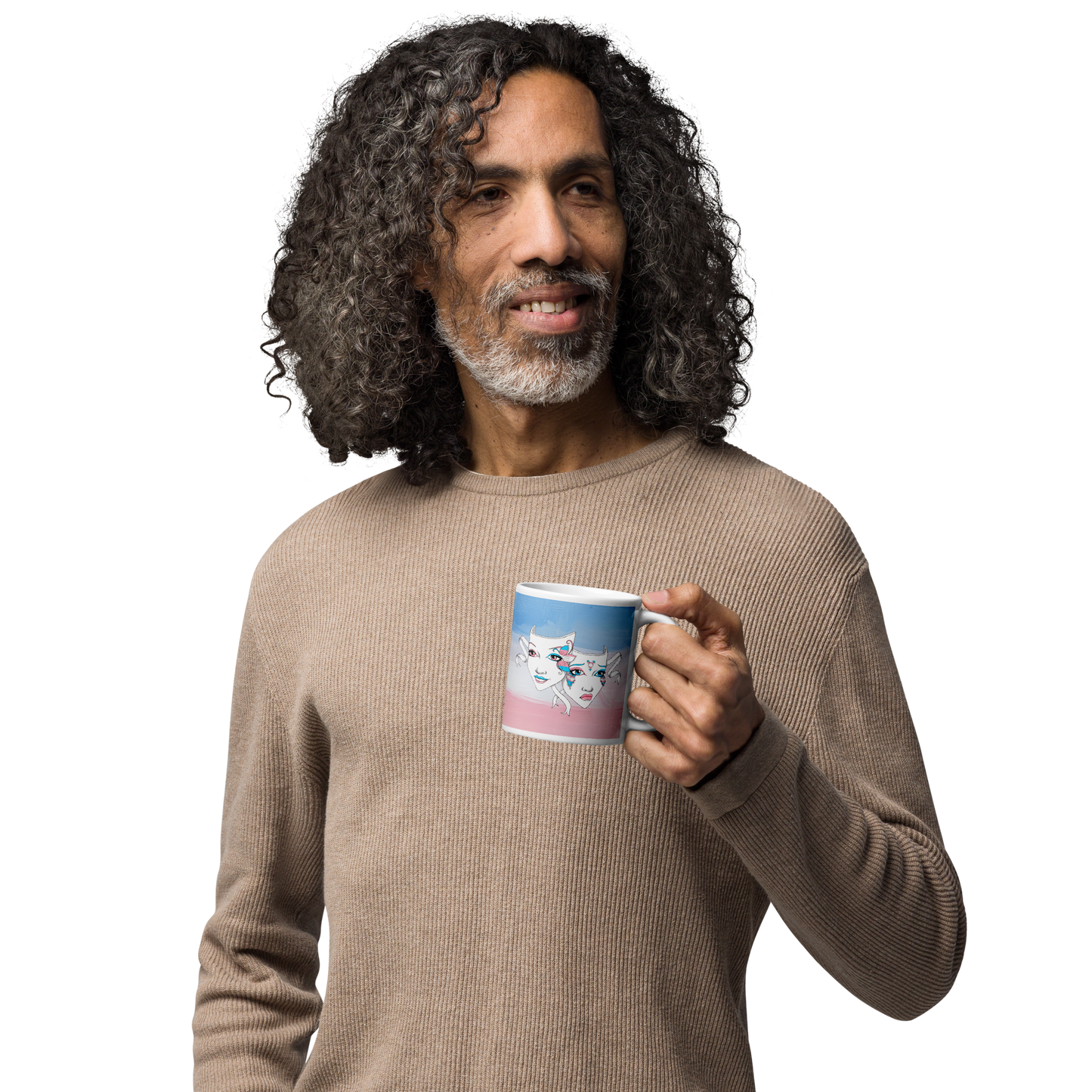 Trans Pride Theatre Mask Glossy Mug