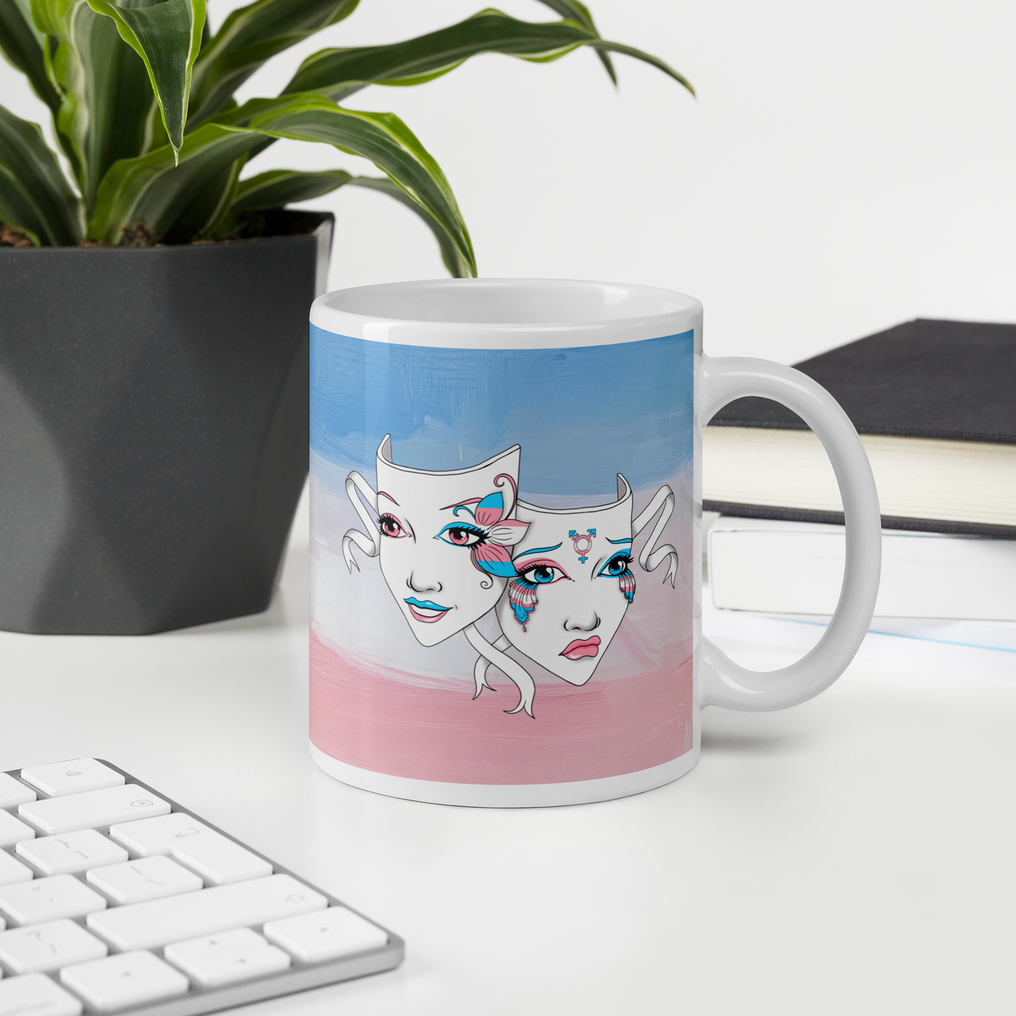 Trans Pride Theatre Mask Glossy Mug