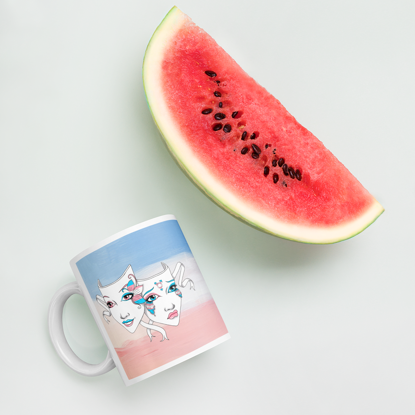 Trans Pride Theatre Mask Glossy Mug
