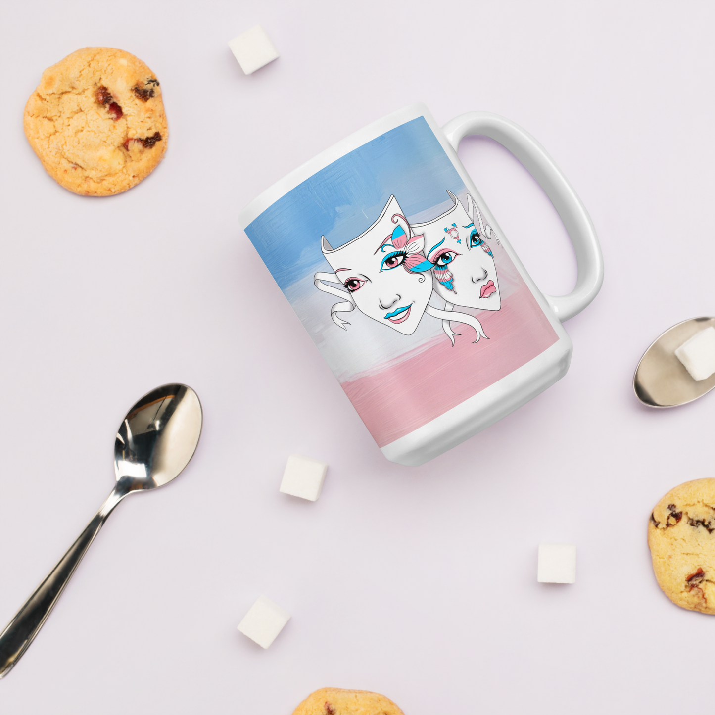Trans Pride Theatre Mask Glossy Mug
