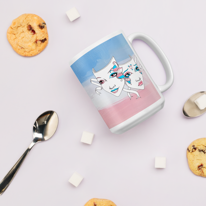 Trans Pride Theatre Mask Glossy Mug