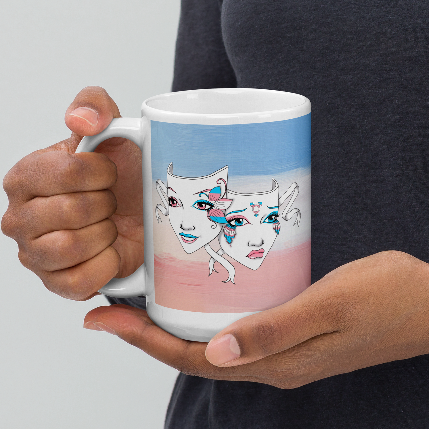 Trans Pride Theatre Mask Glossy Mug