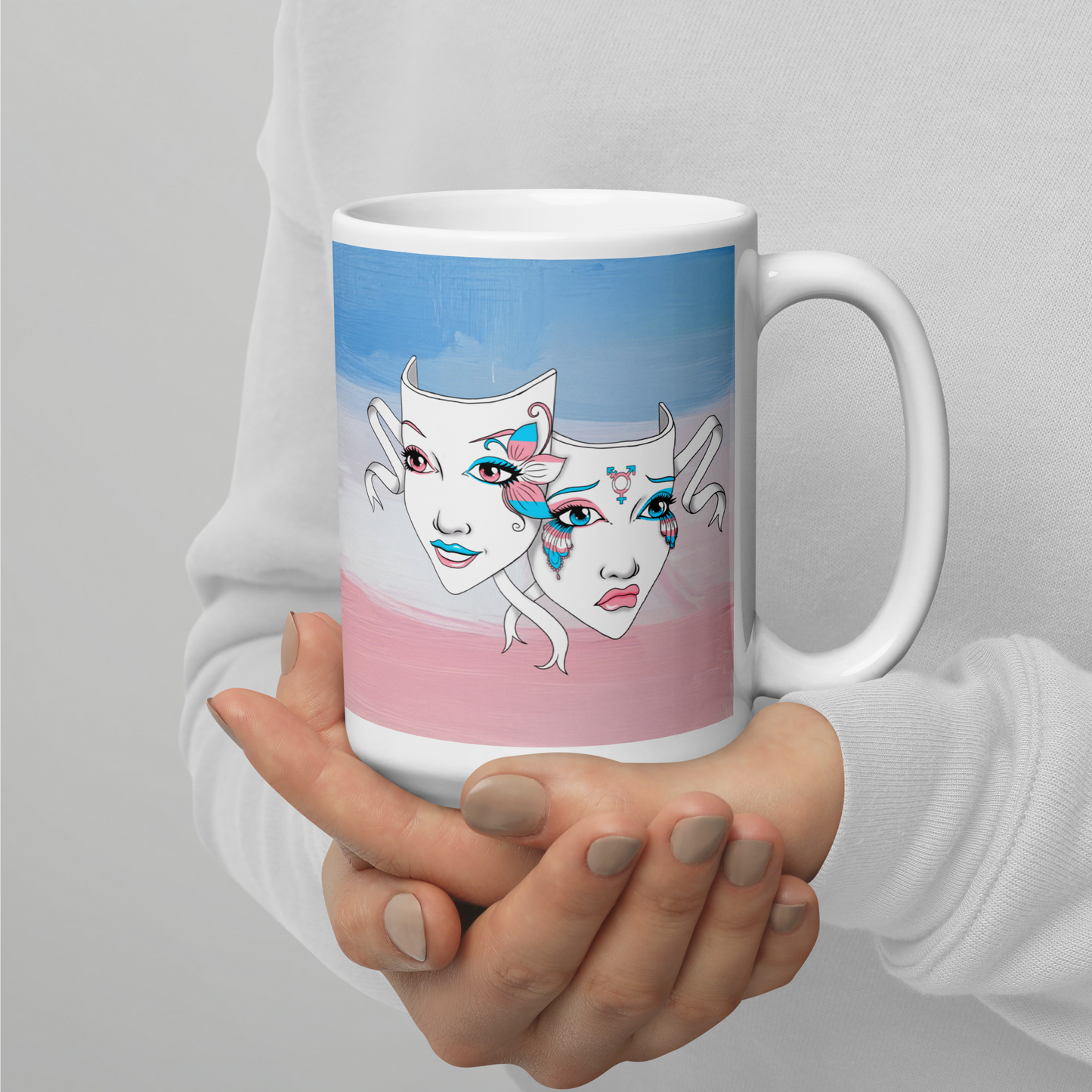 Trans Pride Theatre Mask Glossy Mug