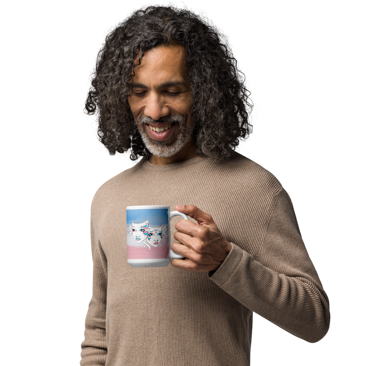 Trans Pride Theatre Mask Glossy Mug