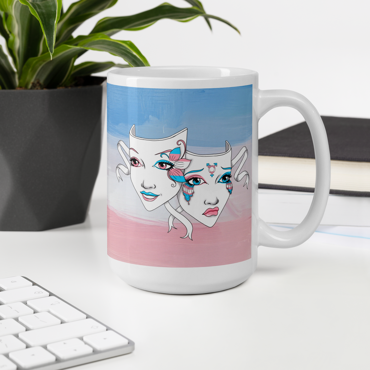Trans Pride Theatre Mask Glossy Mug