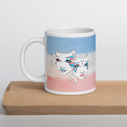 Trans Pride Theatre Mask Glossy Mug