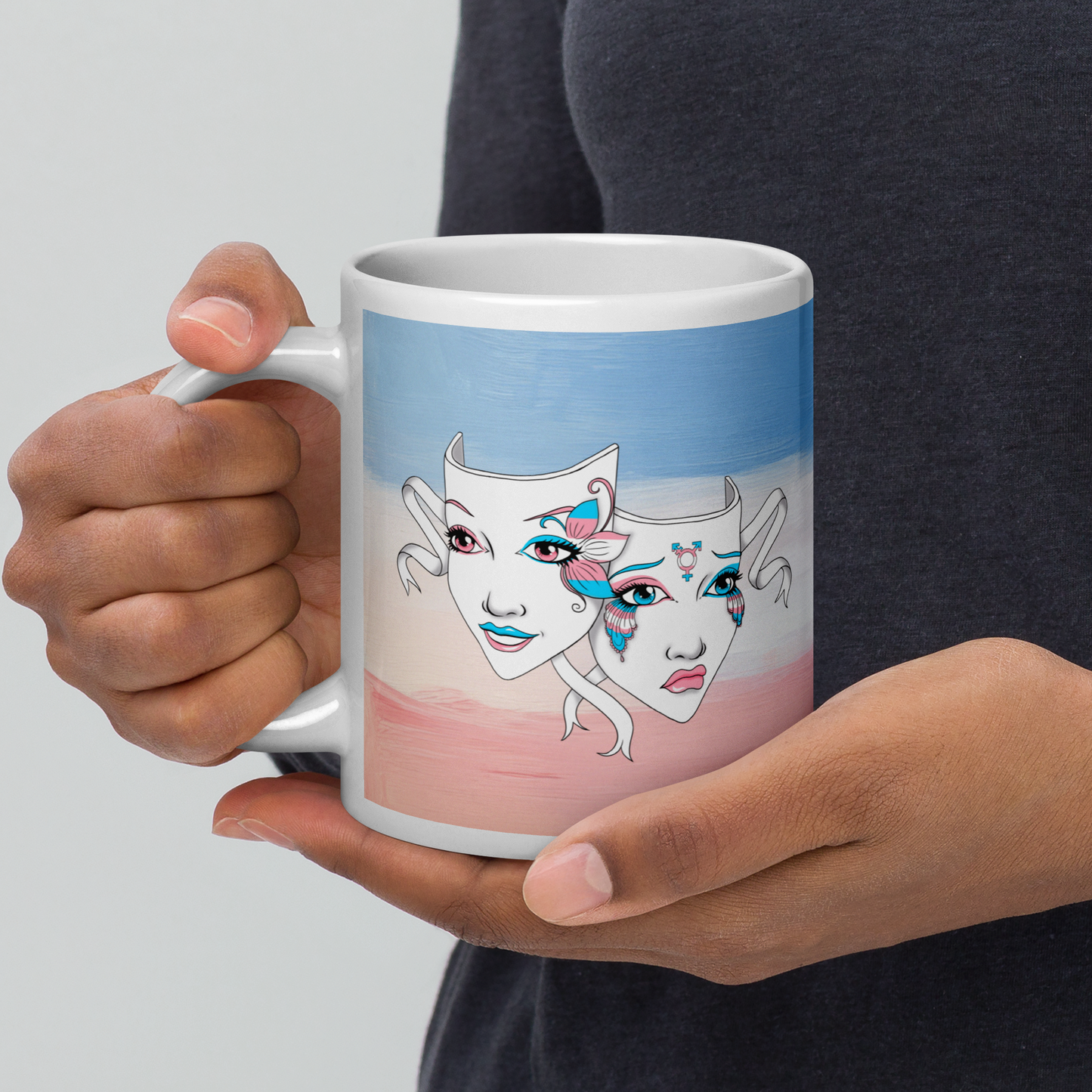 Trans Pride Theatre Mask Glossy Mug