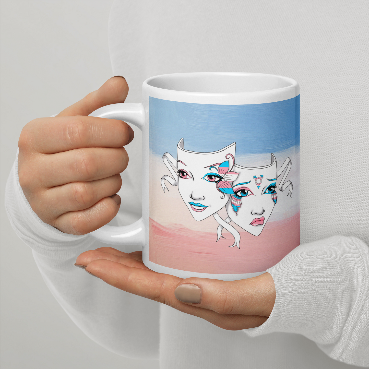 Trans Pride Theatre Mask Glossy Mug